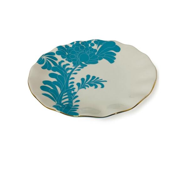 Lenox X Kate Spade Gwinnett Lane Turquoise 9.1 Inch Luncheon Plate - Picture 3 of 10